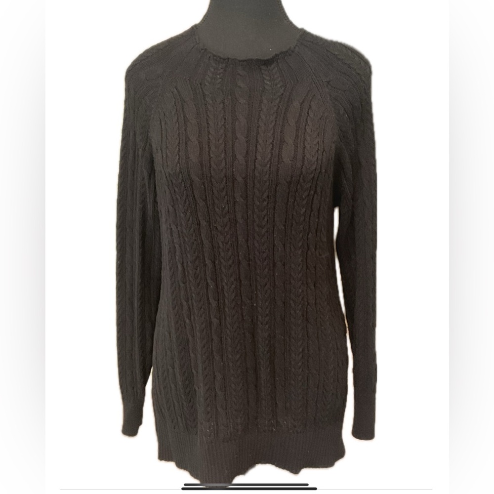 Bleu Gray Long Black Knit Sweater with Side Slits ,
